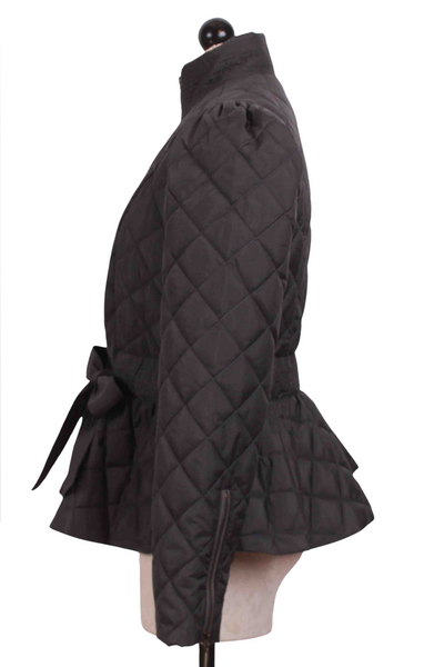 Side view of Charcoal Quilted Raven Jacket by Marie Oliver