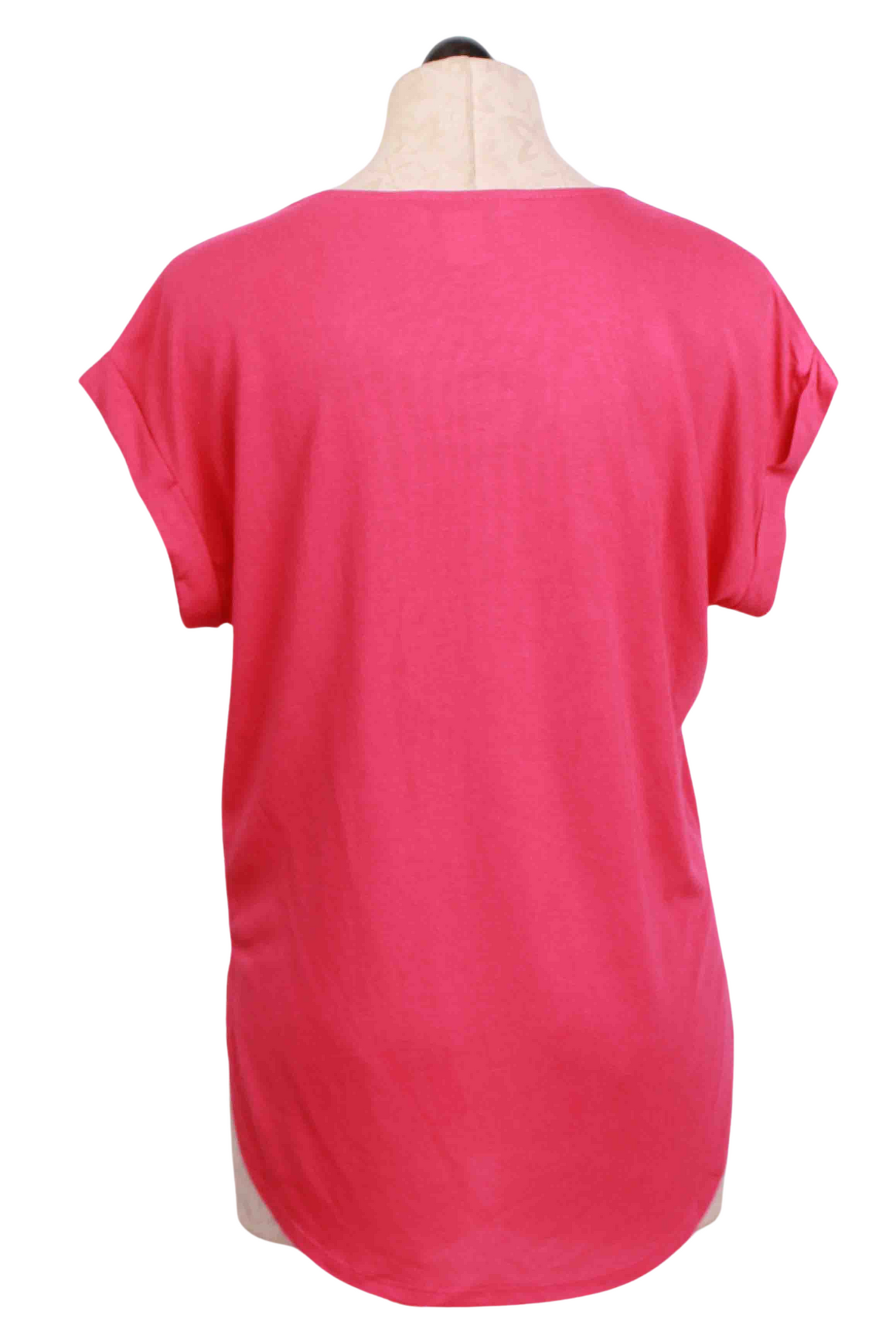 back view of Fuchsia Curved Hem Tee by Apricot 