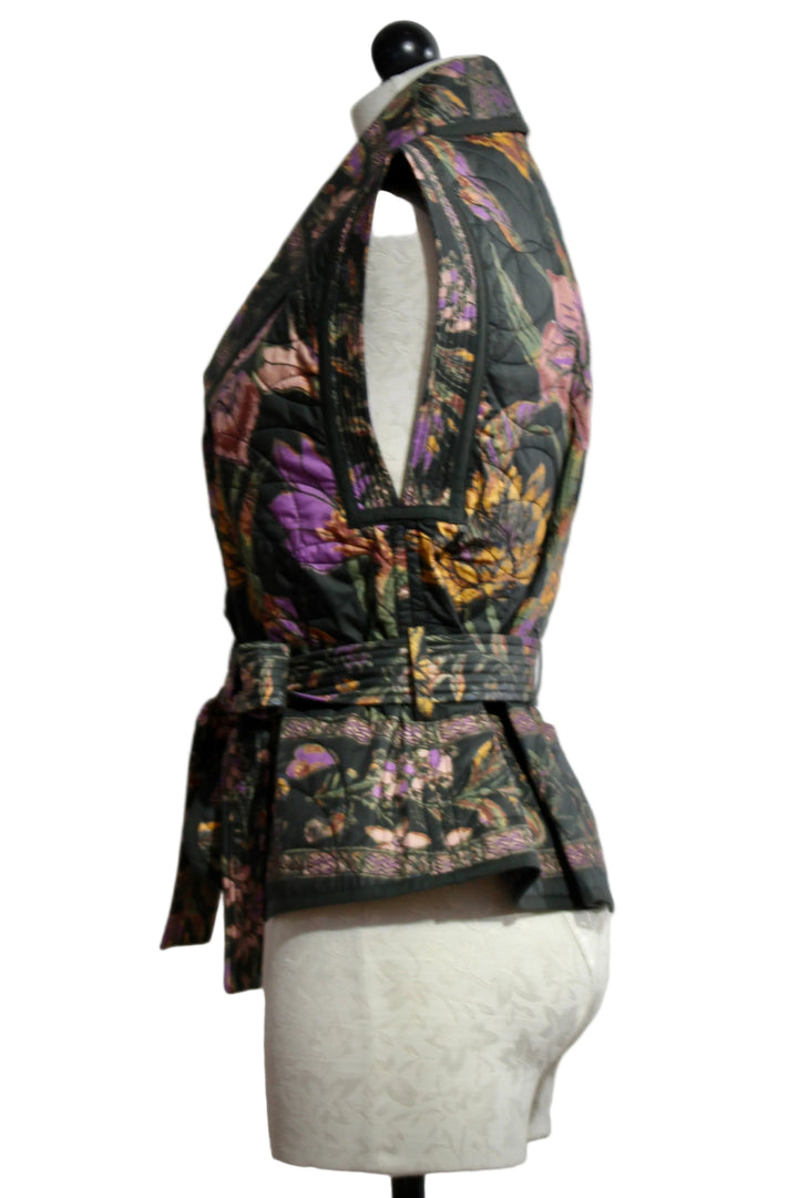 Side view of BOWIE VEST by Marie Oliver in the Nightshade print 
