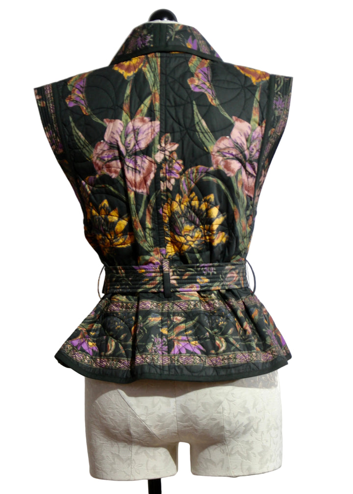 Back view of BOWIE VEST by Marie Oliver in the Nightshade print 
