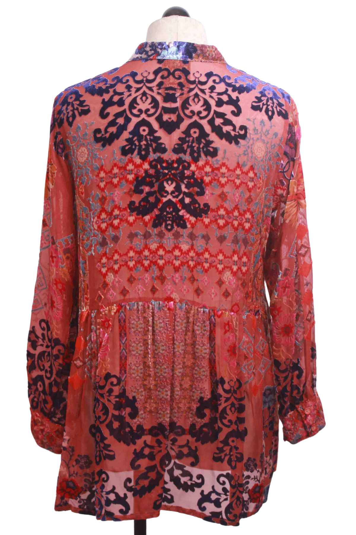 back view of Multi Syriah Burnout Monroe Tunic by Johnny Was