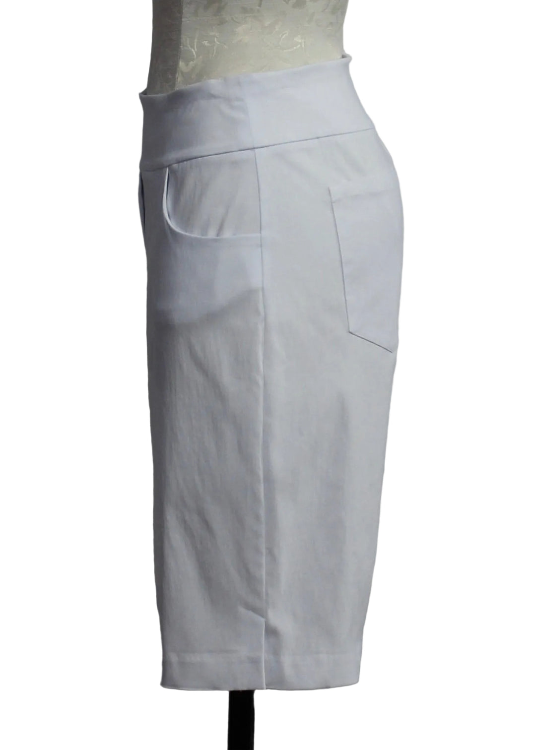 side view of White Longer Easy Pull-On Woven City Shorts by Compli K 