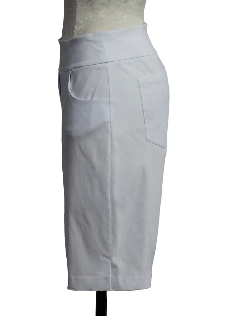 side view of White Longer Easy Pull-On Woven City Shorts by Compli K 