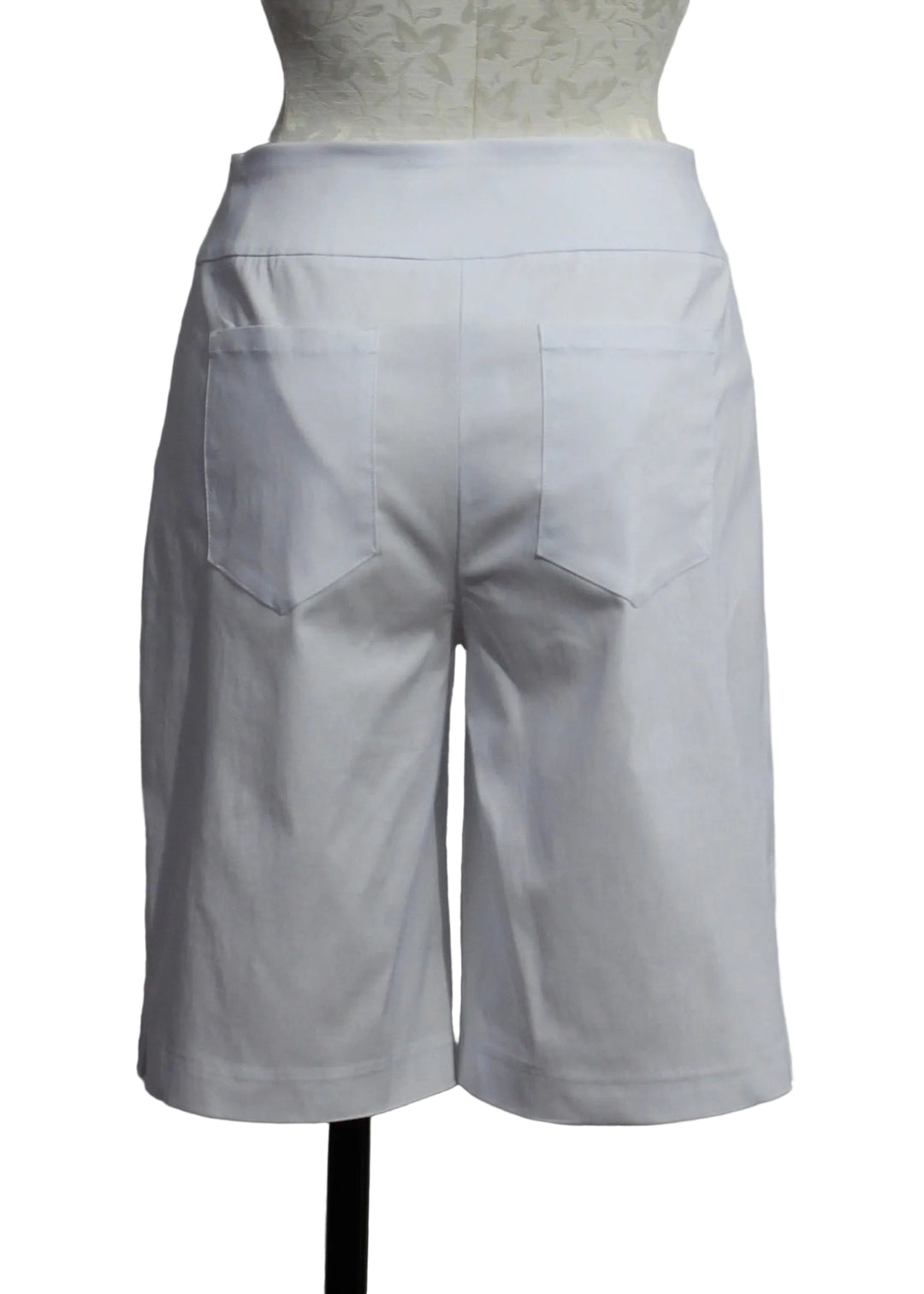 back view of White Longer Easy Pull-On Woven City Shorts by Compli K 