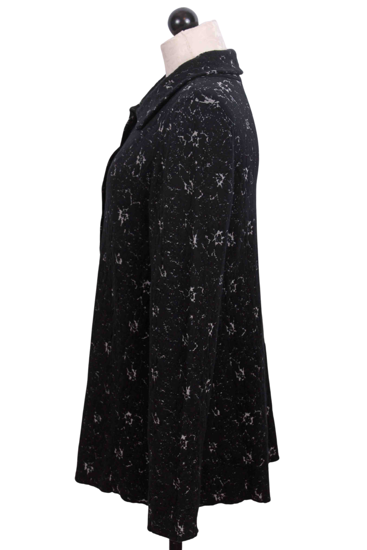 side view of black Jacquard Knit Retro Jacket by Habitat