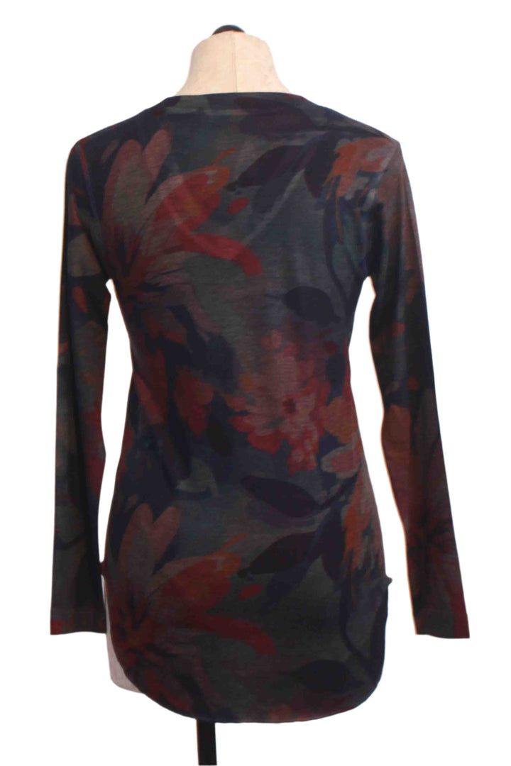 back view of Long Sleeve Navy Floral V Neck Top by Nally and Millie