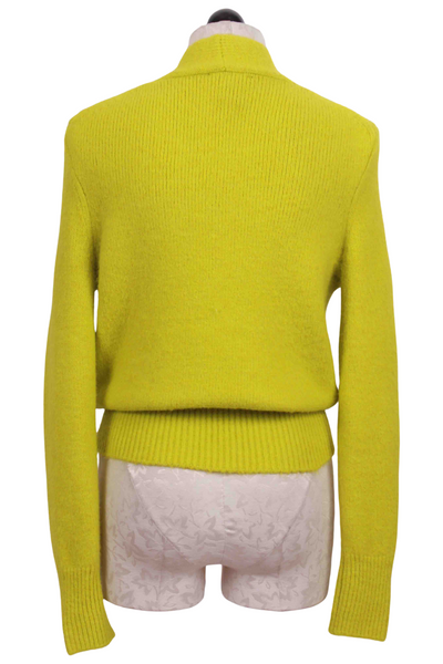 back view of Lime Colored Wrap Front Sweater by Fifteen Twenty with a Ribbed Hem