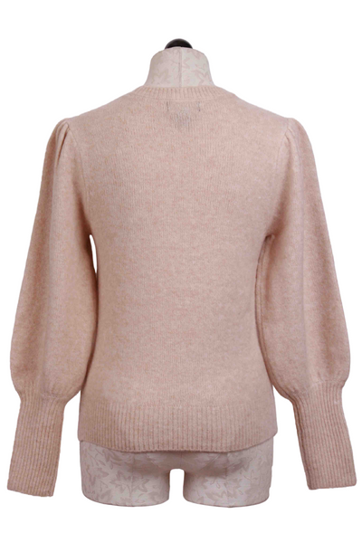 back view of Oat Colored Shirred Sleeve Sweater by Fifteen Twenty