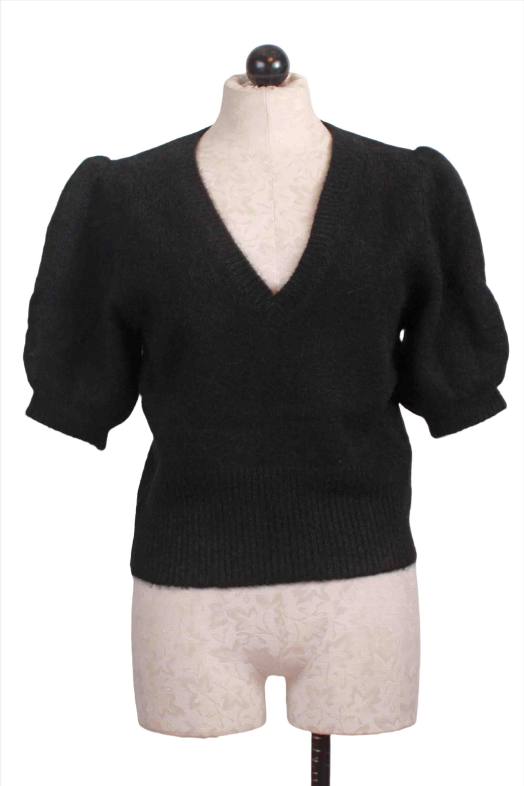 Black colored Bennett Shirred Sleeve Sweater by Fifteen Twenty