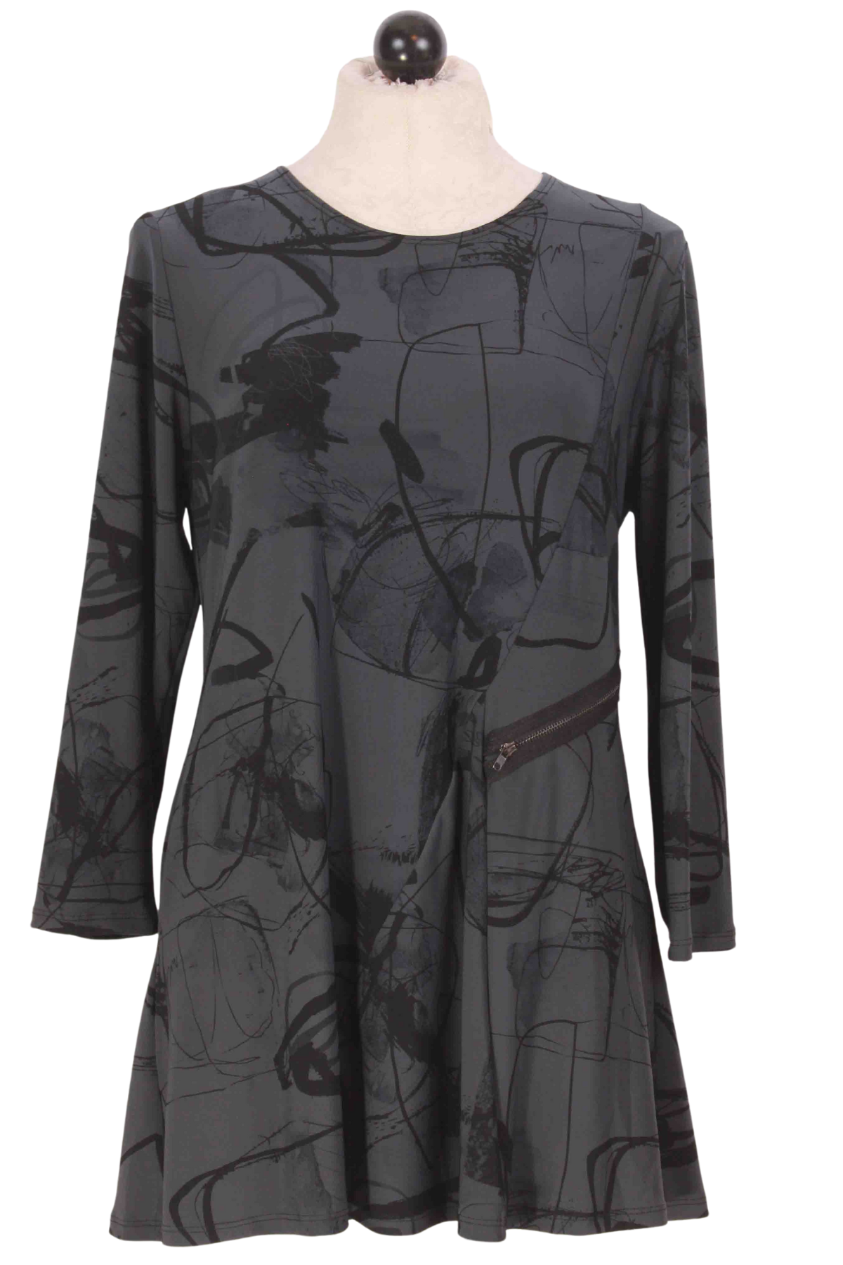 Printed Tunic with Zipper by Reina Lee