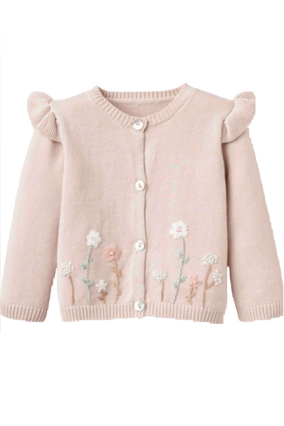 Taupe Sweet Garden Picnic Cardigan by Elegant Baby with Flutter Sleeves