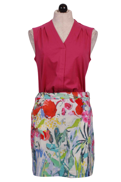 Berry colored Sleeveless V Neck Top by Claire Desjardins paired with the At Liberty In the Garden Skort by Claire Desjardins