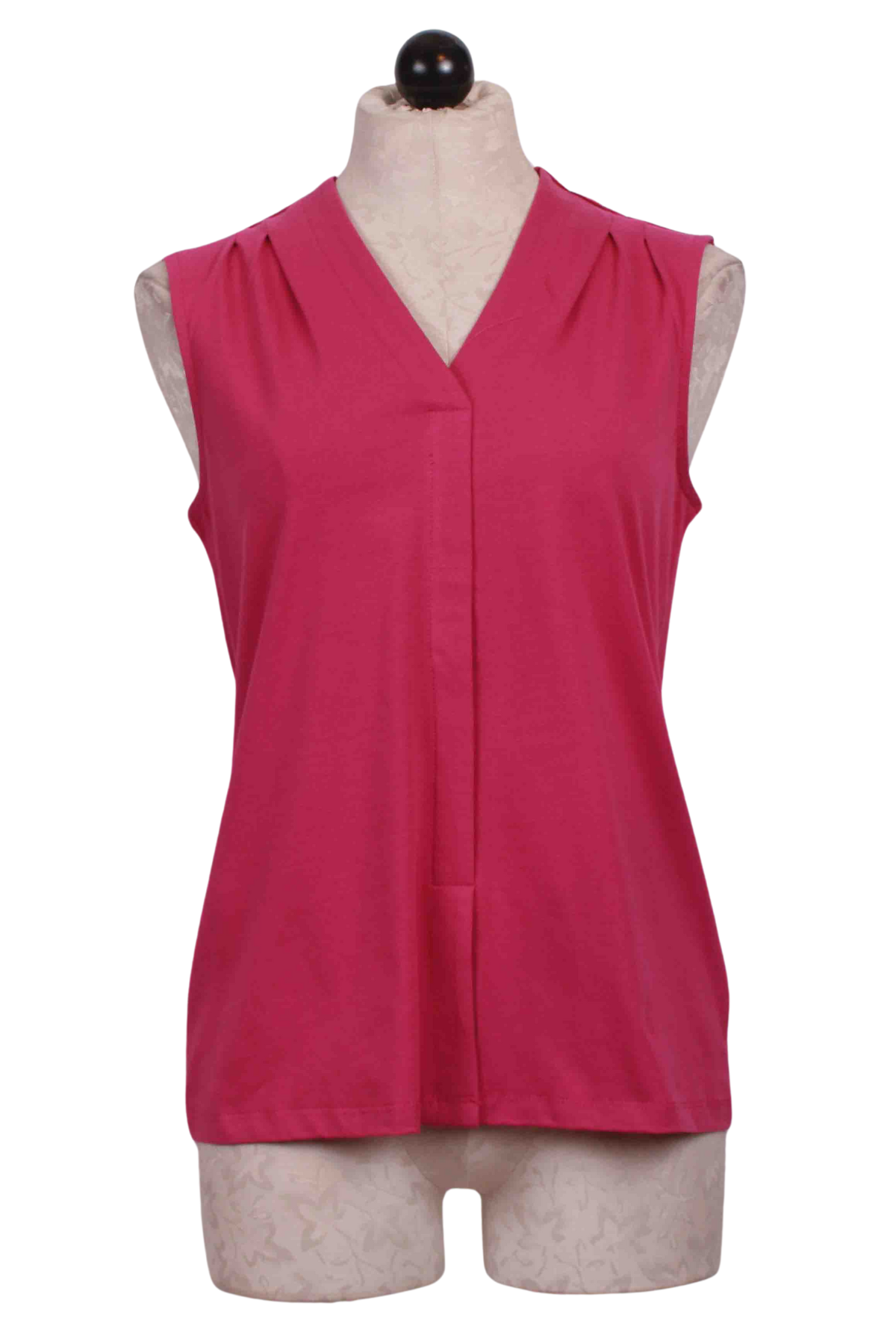Berry colored Sleeveless V Neck Top by Claire Desjardins