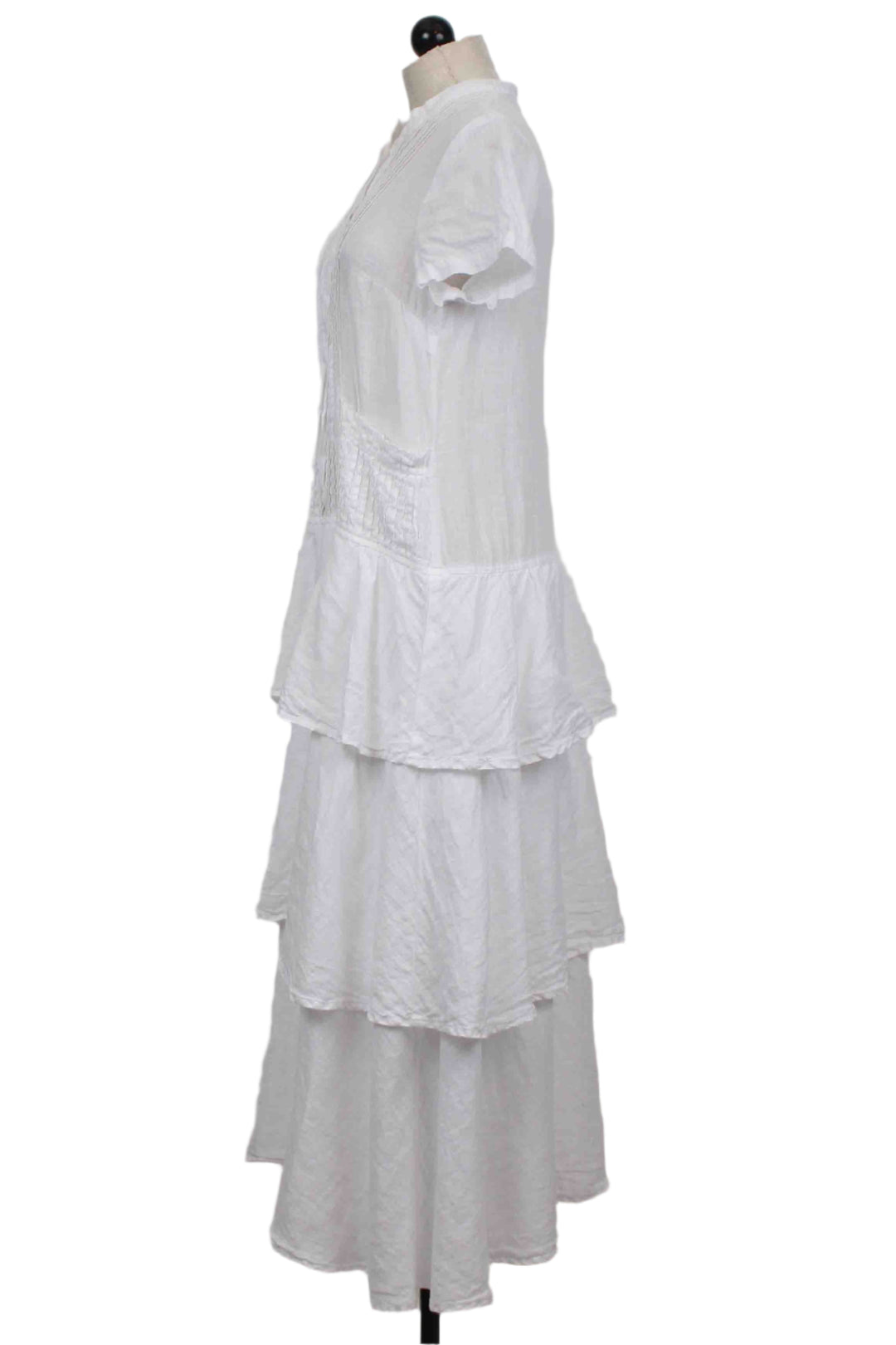 Layered Ruffles White Linen Dress XS Layered Ruffles White Linen Dress XS