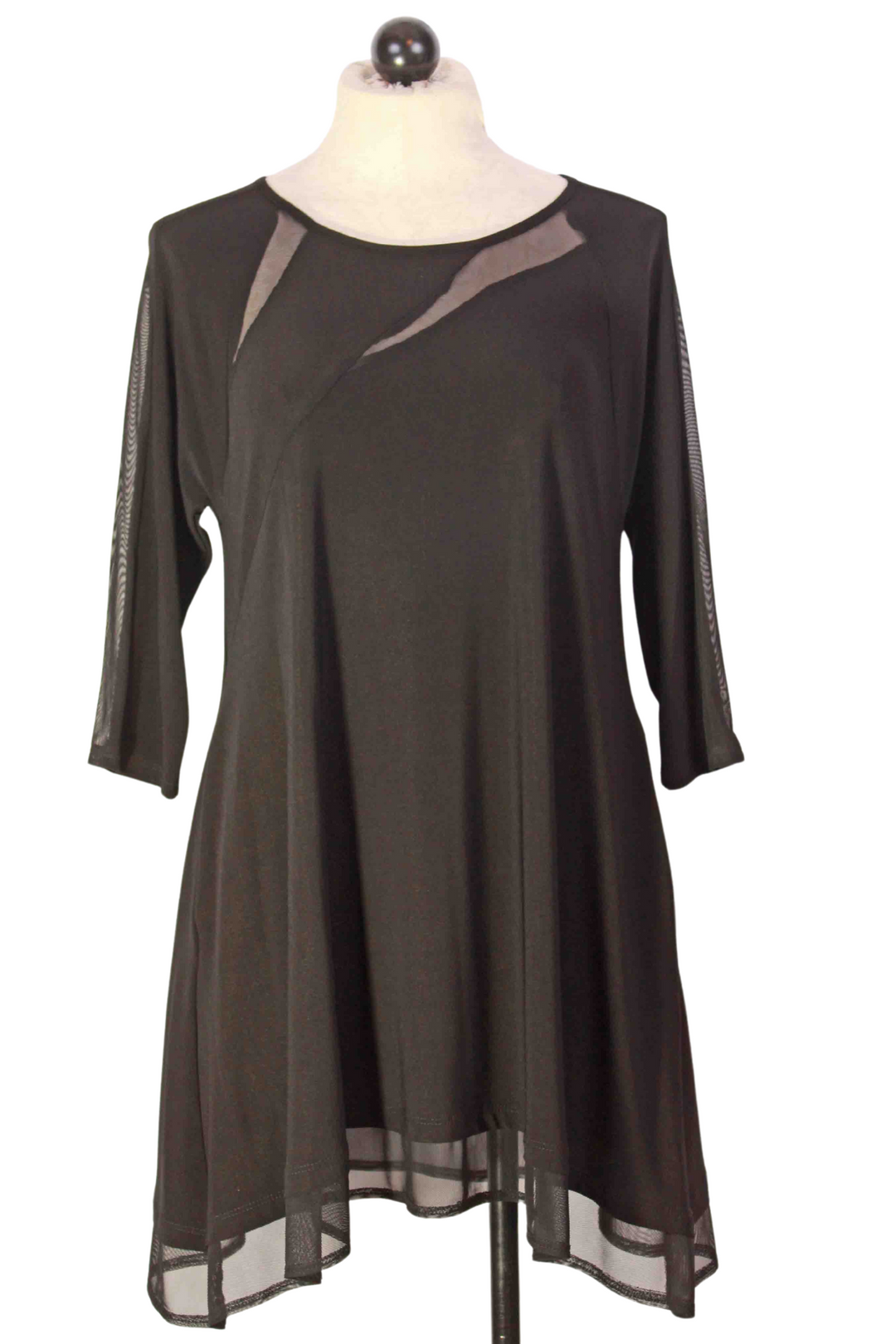 black Mesh Trimmed Tunic by Reina Lee