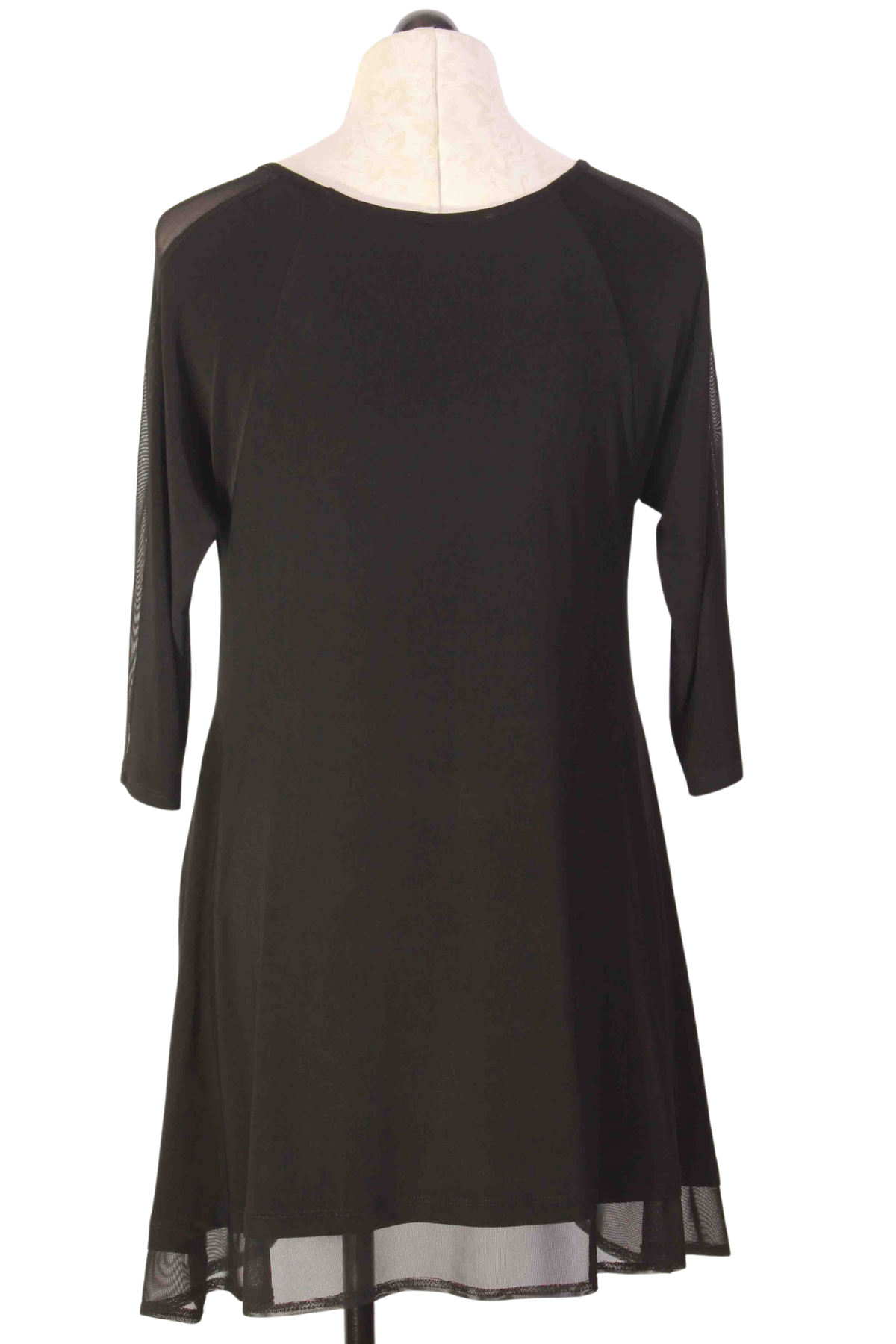 back view of black Mesh Trimmed Tunic by Reina Lee