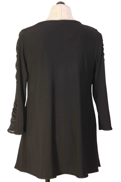 back view of black Shirred Long Sleeve Top by Reina Lee