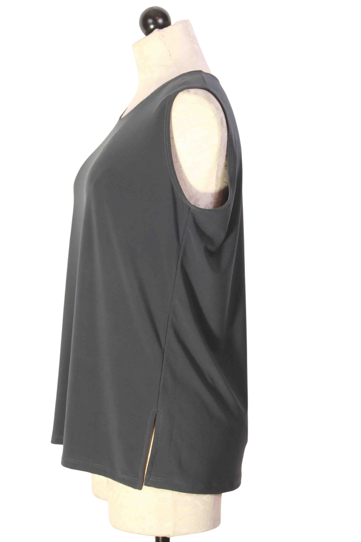 side view of Basic Grey Tank Top by Reina Lee