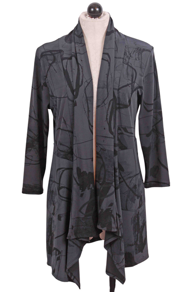Abstract Print open front Jacket by Reina Lee