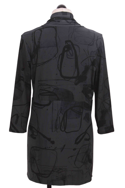back view of Abstract Print open front Jacket by Reina Lee