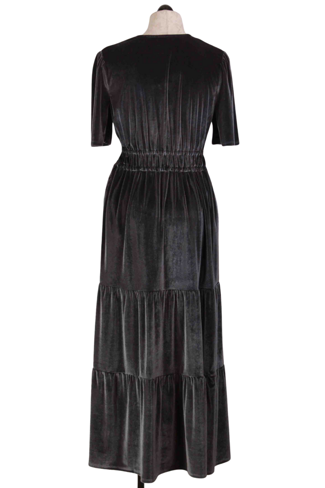 back view of Deep Slate Louise Velvet Midi Dress by Spartina