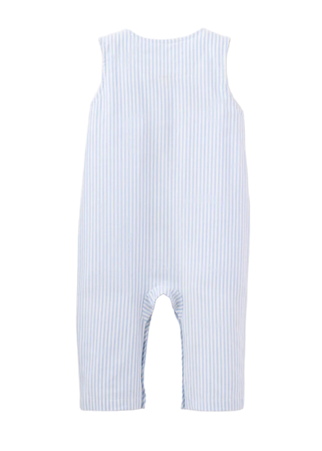 back view of Oxford Stripe Sea Jon Jon Tank Jumpsuit by Elegant Baby