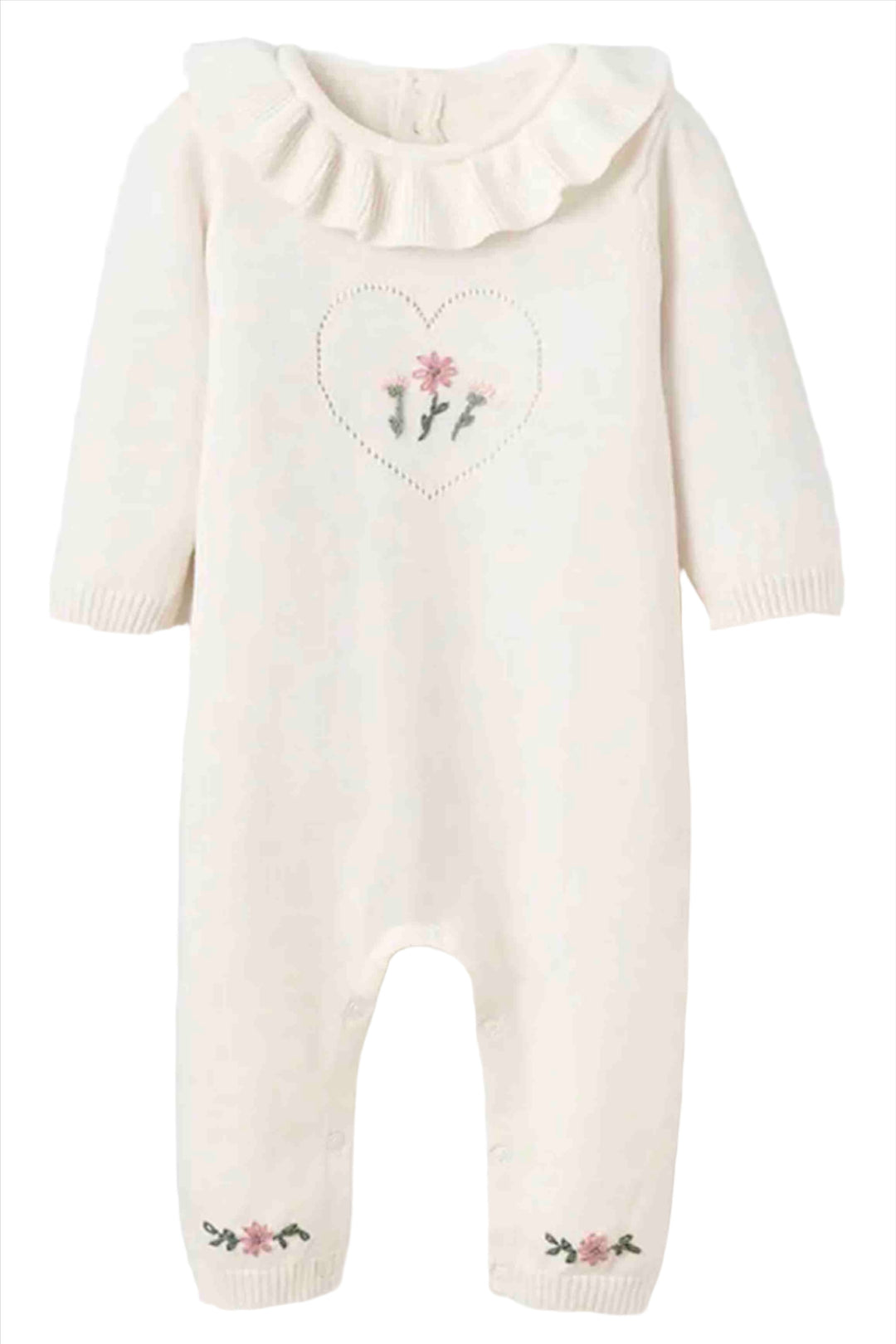 White Pony Meadow Heart Jumpsuit by Elegant Baby