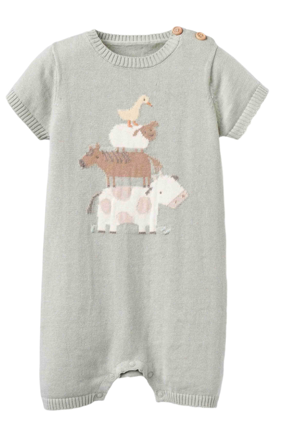 Sage colored On the Farm Shortall by Elegant Baby