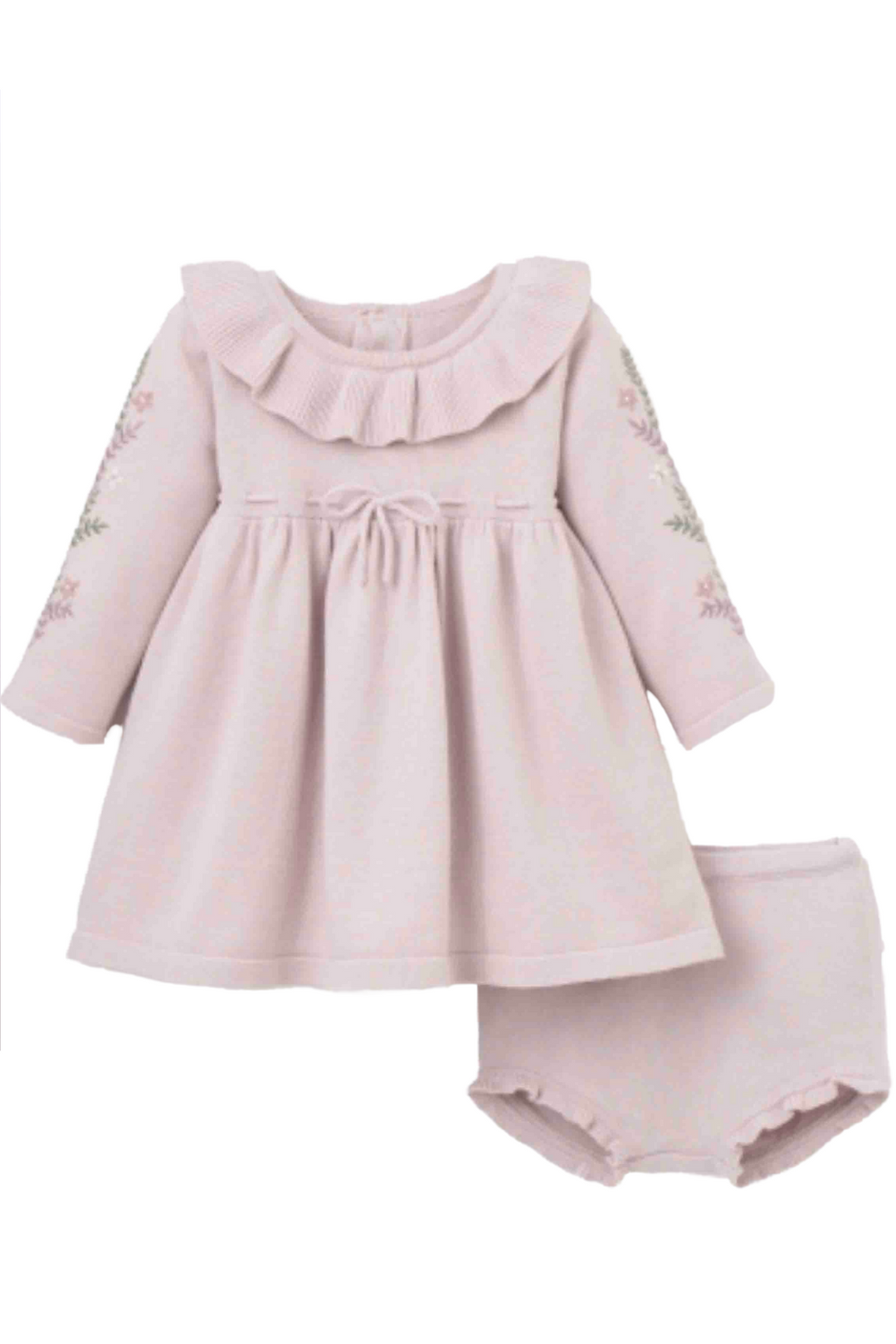 Violet Embroidered Sleeve Knit 2 pc Dress by Elegant Baby