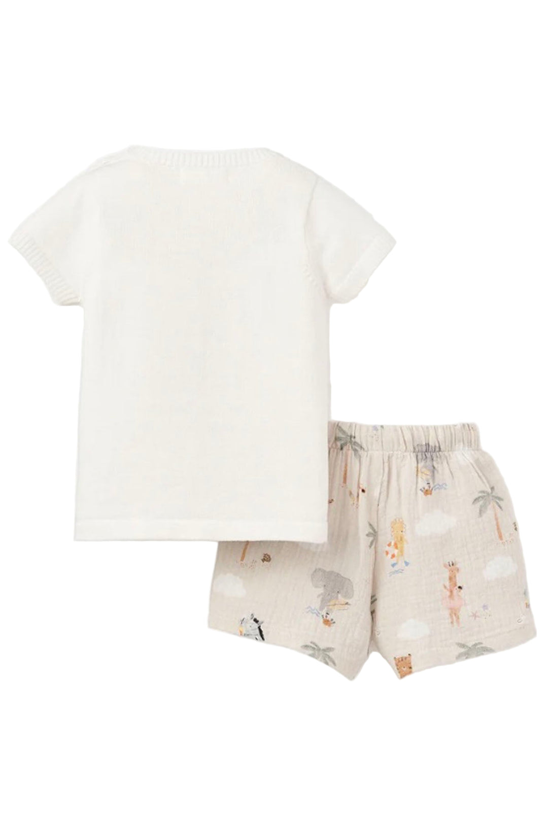 back view of Alligator Knit Top and Organic Muslin Shorts by Elegant Baby