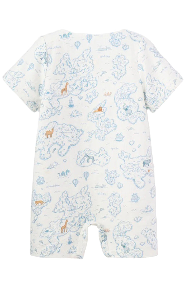 back view Blue Map Print Shortall by Elegant Baby