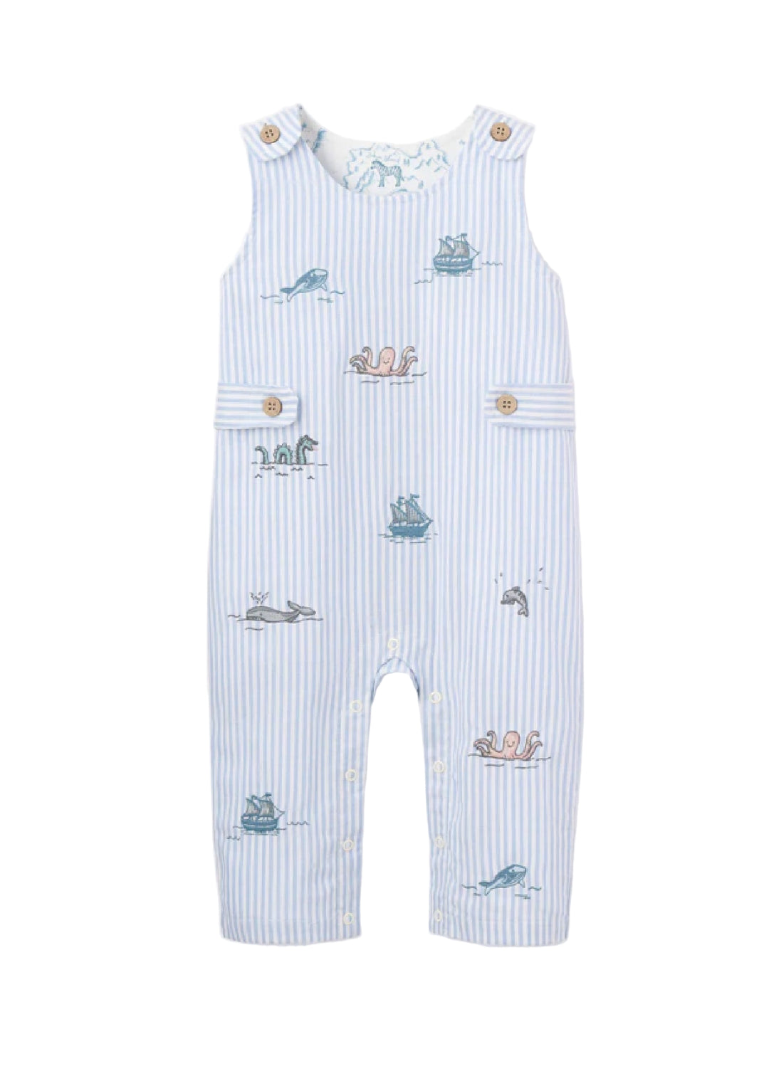 Oxford Stripe Sea Jon Jon Tank Jumpsuit by Elegant Baby