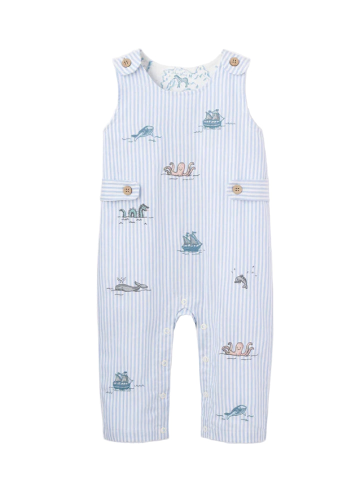 Oxford Stripe Sea Jon Jon Tank Jumpsuit by Elegant Baby