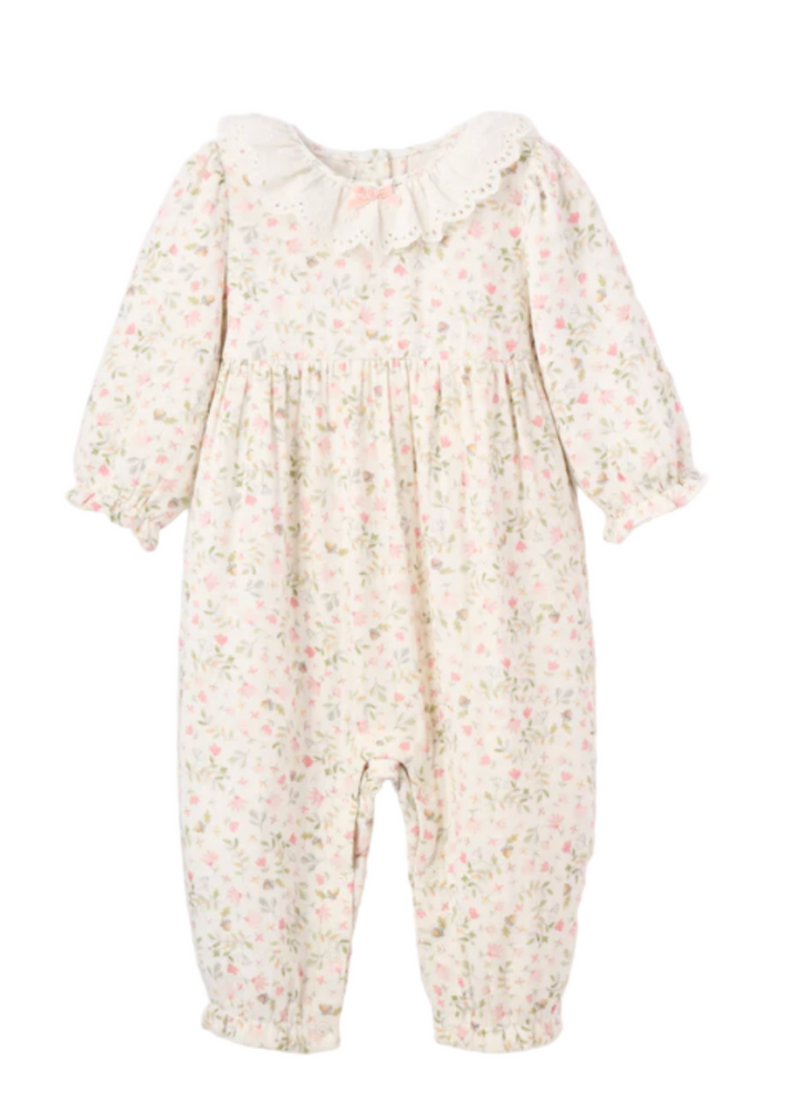 Fairytale Floral Organic Muslin Jumpsuit with Eyelet by Elegant Baby