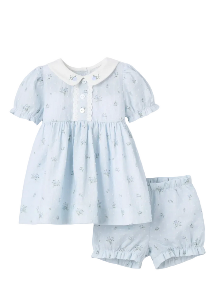 Blue English Rose Pintucked Dress by Elegant Baby 