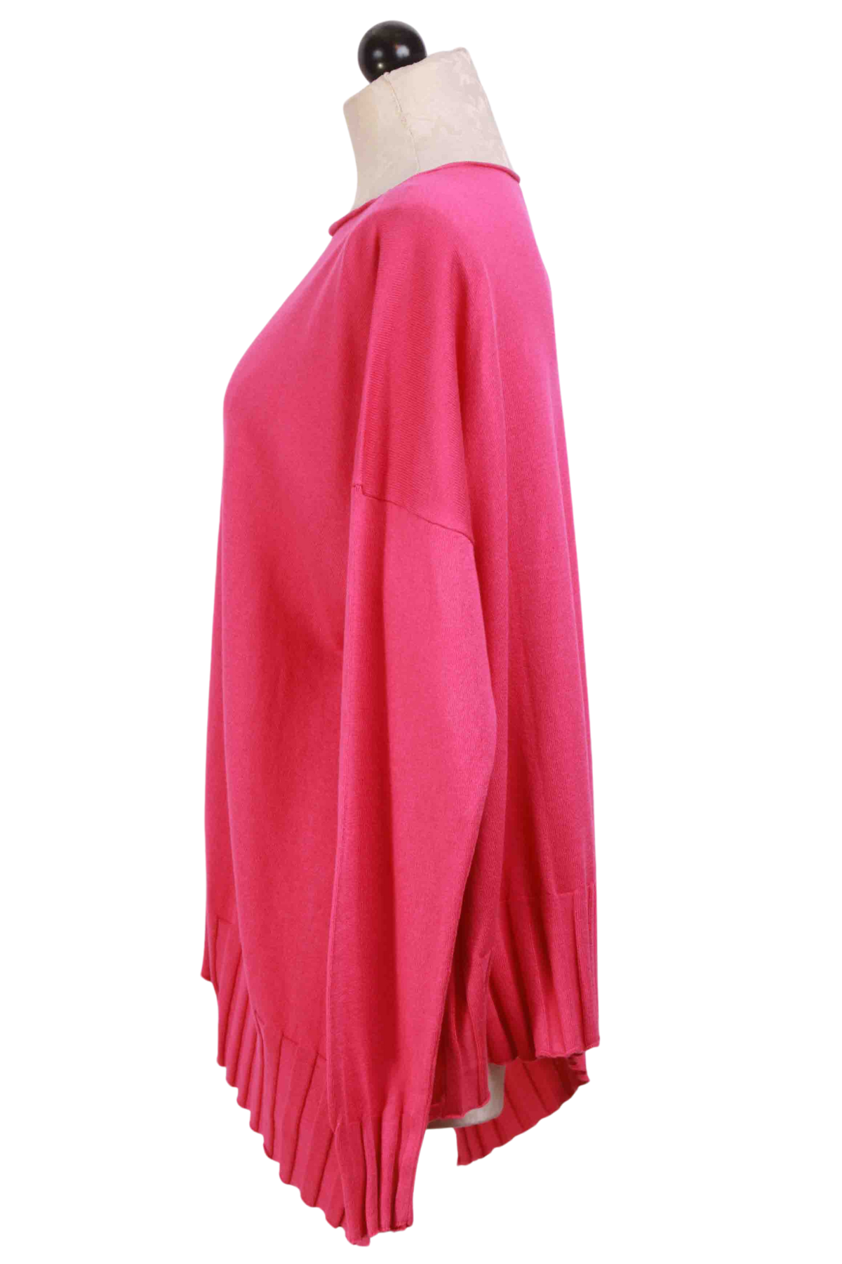side view of Lipstick colored Ribbed Boatneck Top by Planet