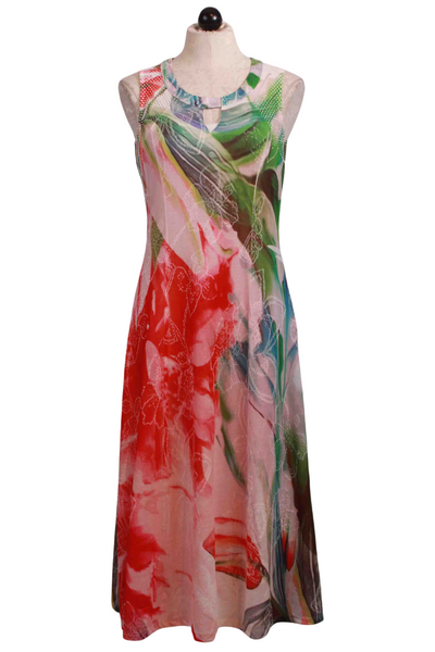 Multicolored Sleeveless Floral Midi Dress by Alison Sheri