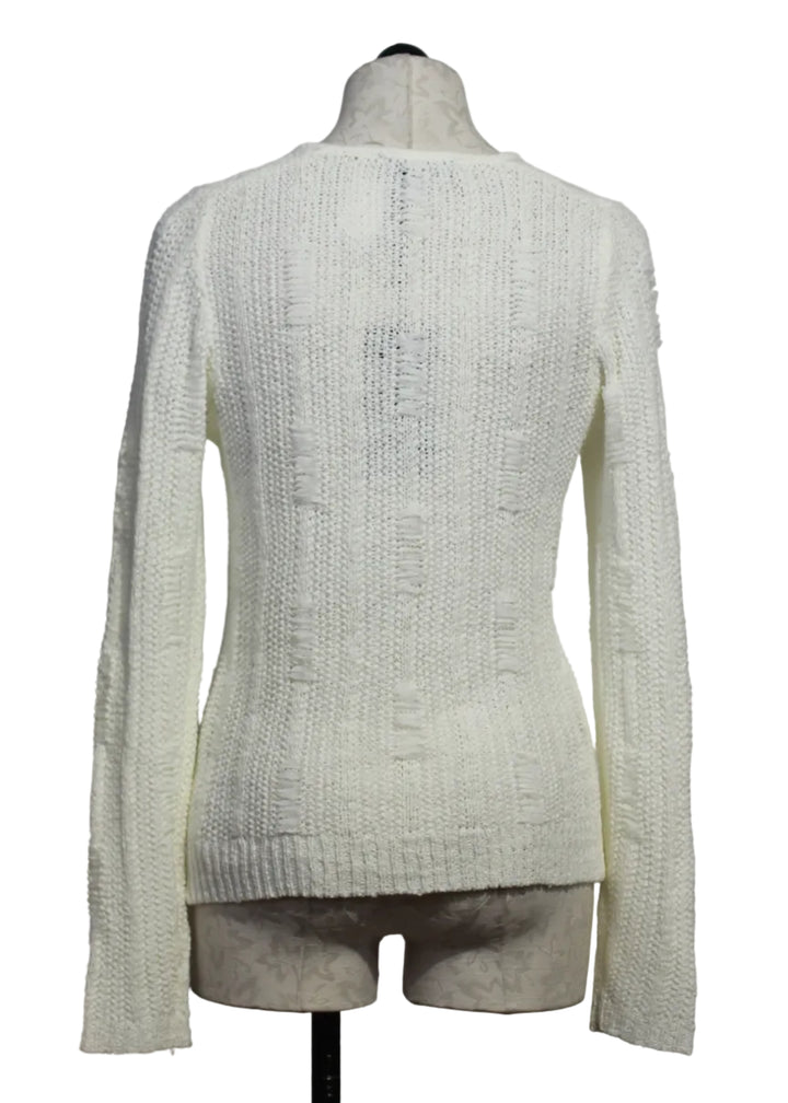 back view of Off-White Three-Button V-Neck Sweater by Alison Sheri 