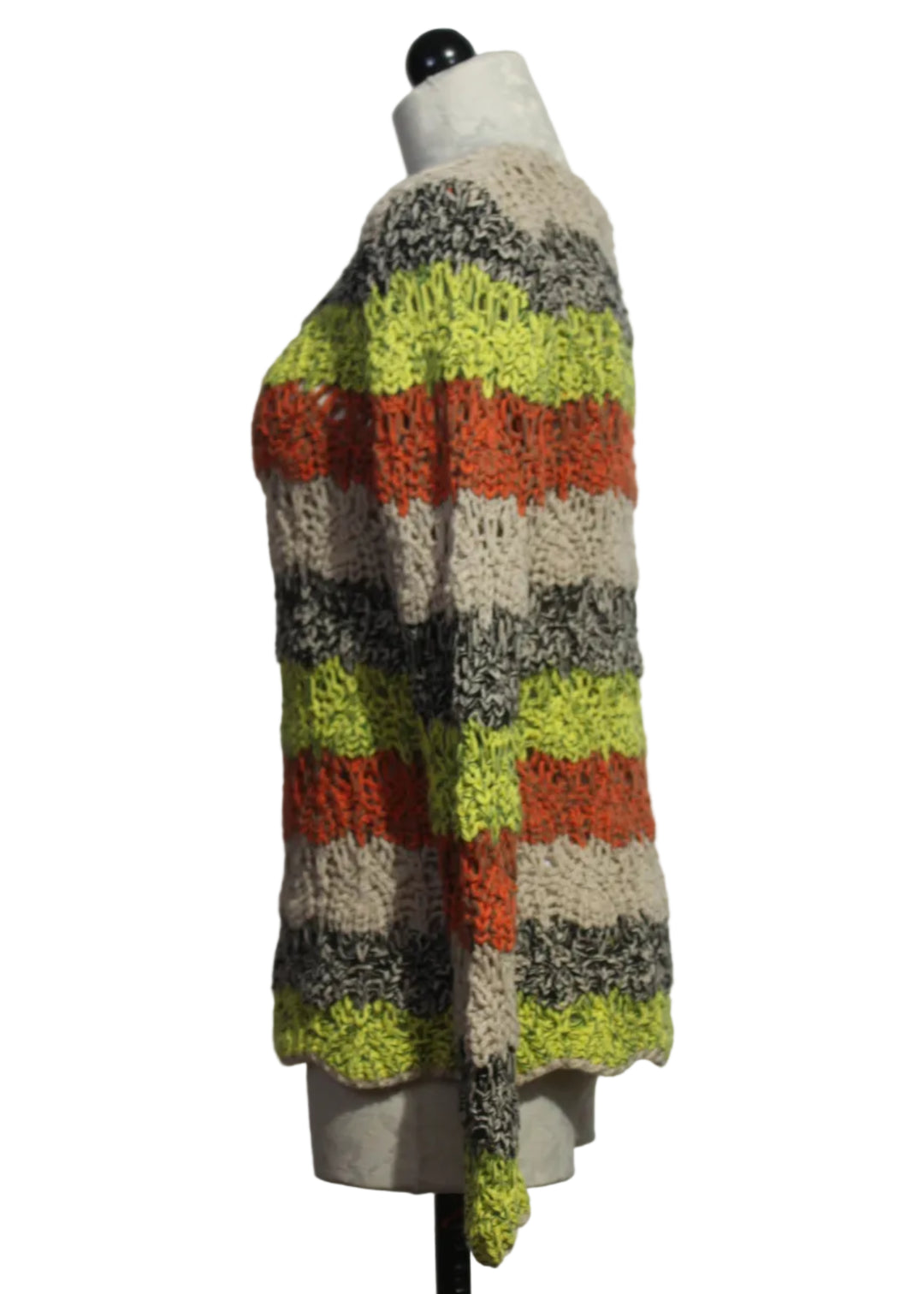 side view of Multicolor Striped Long Sleeve Sweater by&nbsp;Alison Sheri