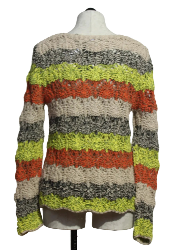 back view of Multicolor Striped Long Sleeve Sweater by Alison Sheri