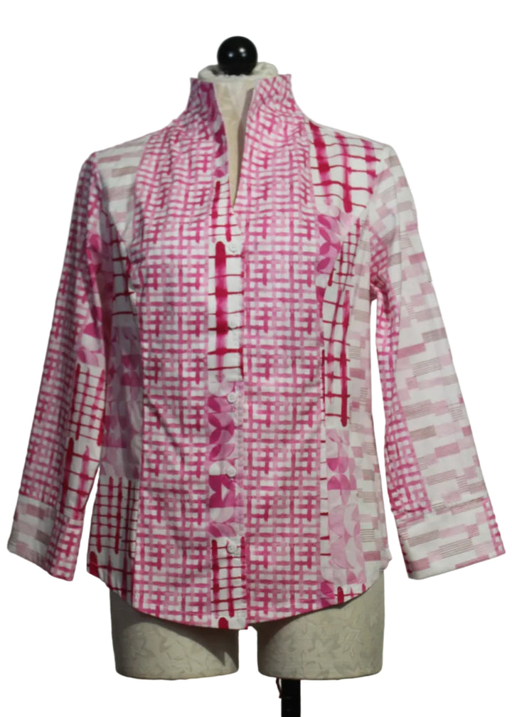 Fuschia Pink and White Cotton Blouse by Alison Sheri 