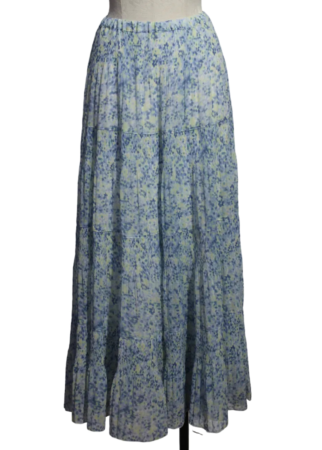 Light Blue Multi Tiered Maxi Pastel Polka Dot Print Skirt by Alison Sheri