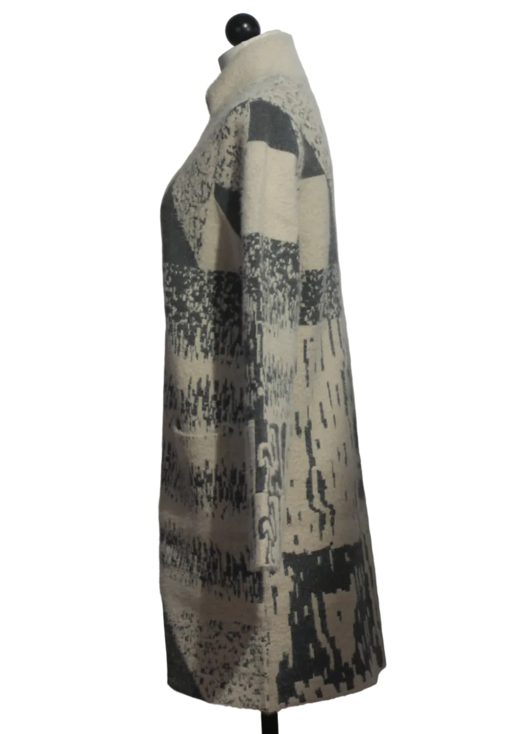 side view of  Zip Front Sweater Coat by Alison Sheri 