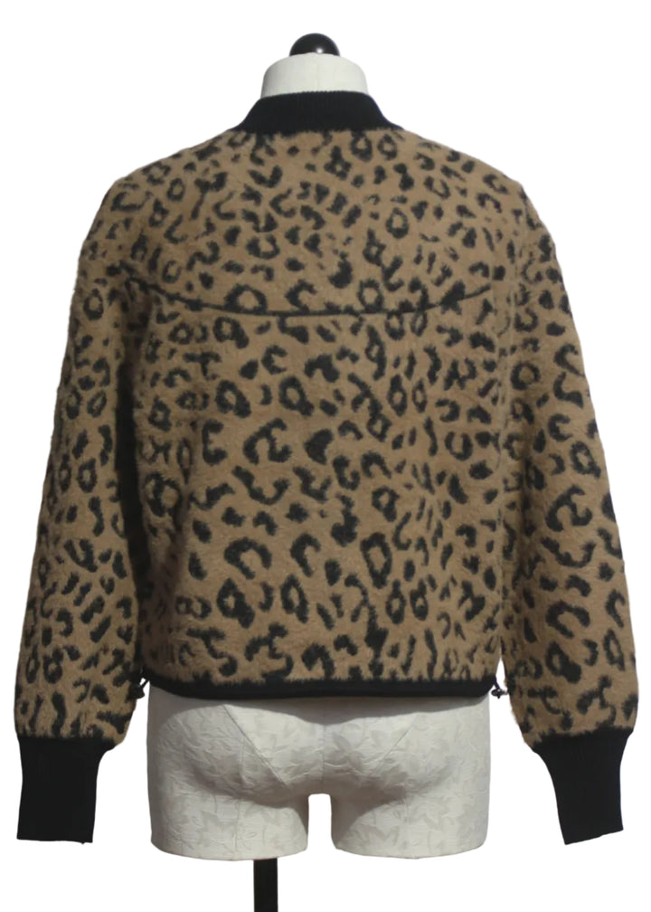 back view of Brown/Black Zip Front Leopard Print Jacket by Alison Sheri 