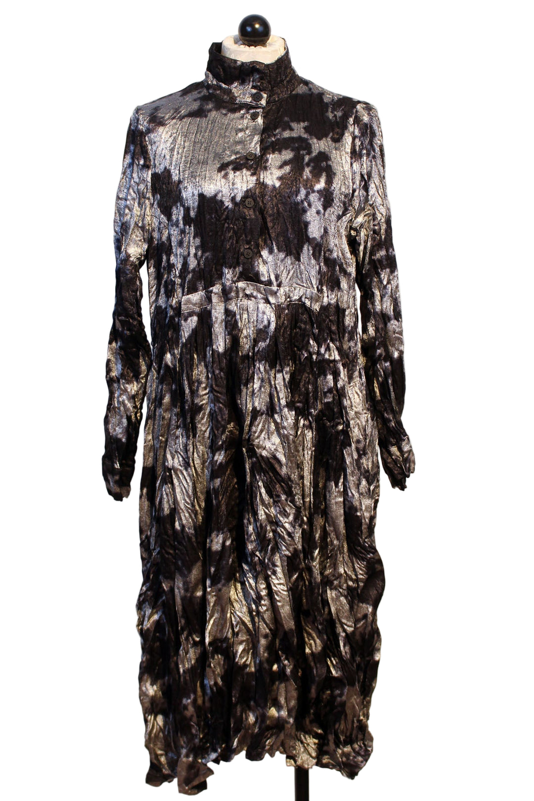 Crinkle Silver and Black Metallic Dress by Alembika
