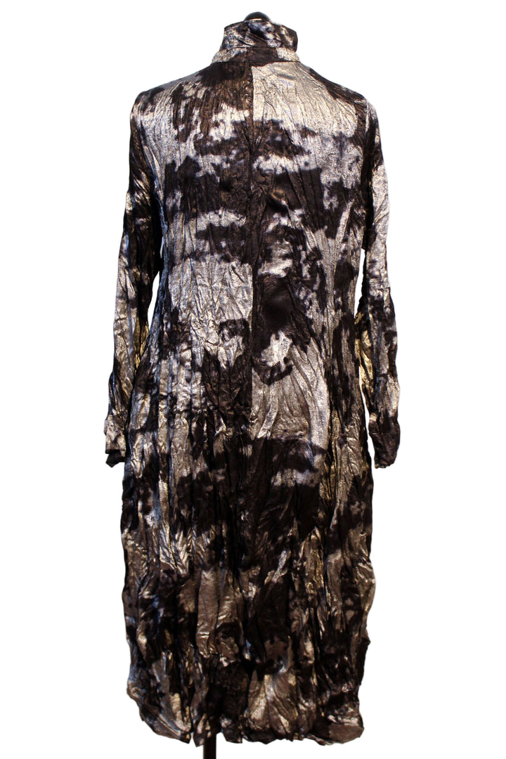 back view of Crinkle Silver and Black Metallic Dress by Alembika