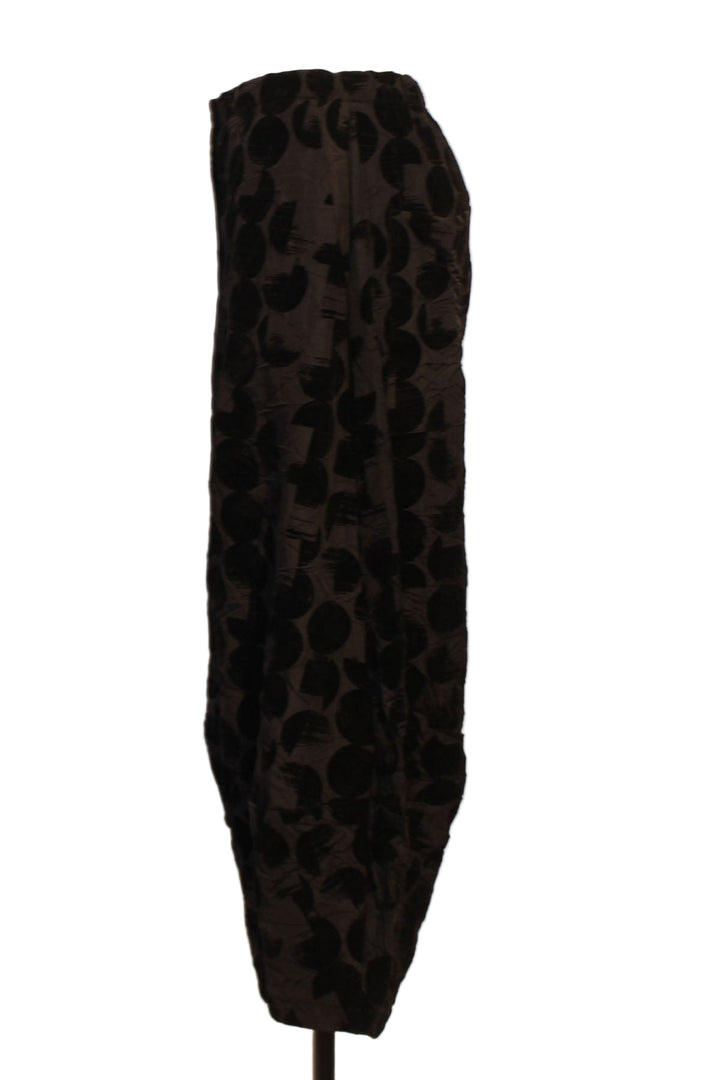 side view of Wide Leg Velvet Circle Print Pant by Alembika
