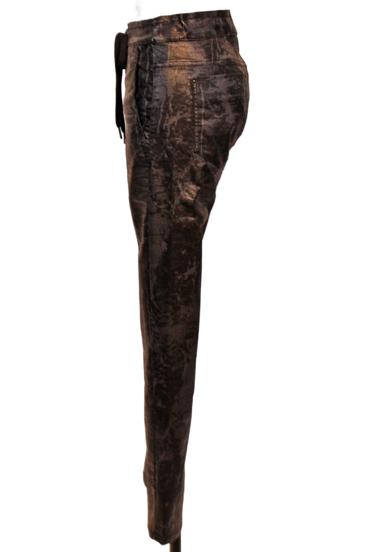 side view of Iron Drawstring Waist Jeans-Alembika