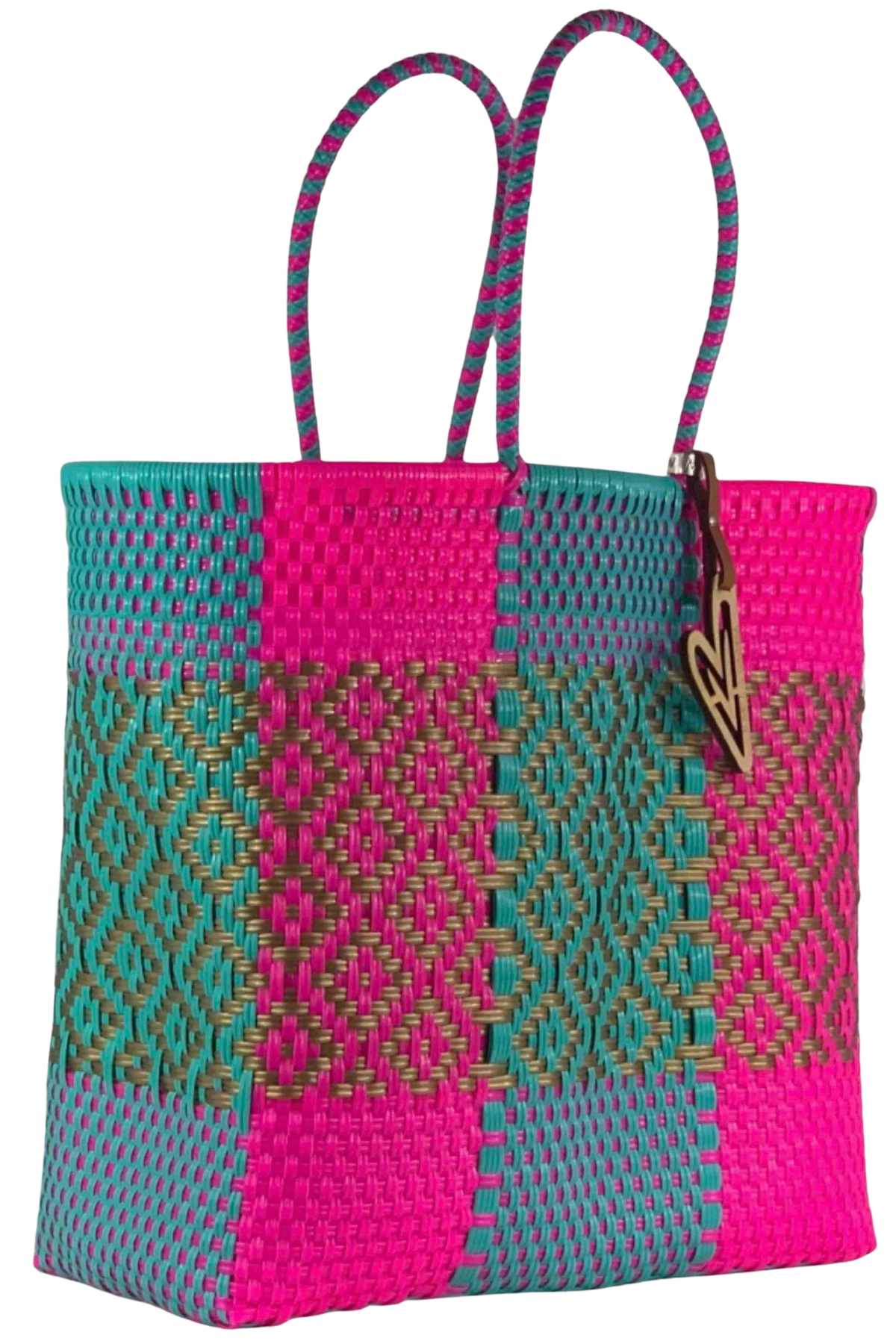 Large Pink and Turquoise ATEOR 190 Tote Bag by My Maria Victoria