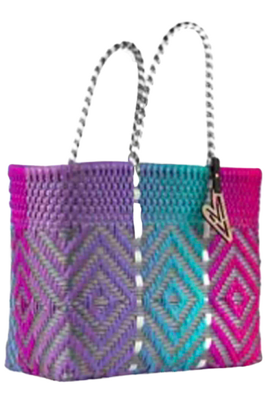 Purple/Pink/Turquoise Small ATETS 34 Tote Bag by Maria Victoria